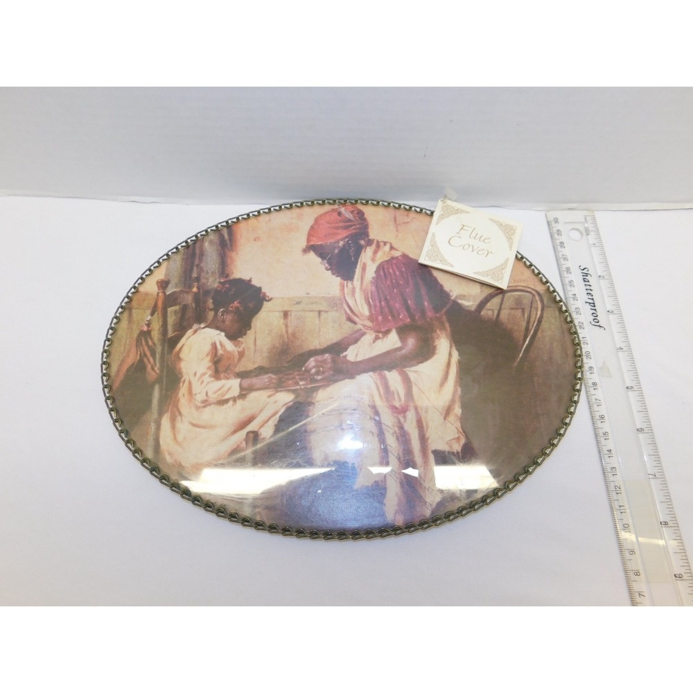 Vtg Gallery Graphics MOTHER AND CHILD Playing Checkers Flue Cover - With Tag